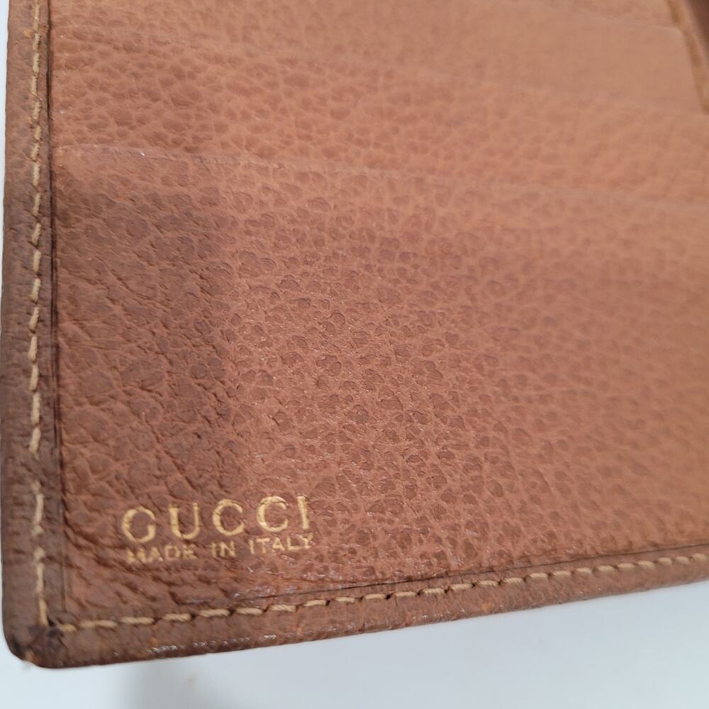 GUCCI Vintage Byckle Clasp Wallet Bifold Brown Large Retro Clutch Leather Fair - Picture 4 of 16